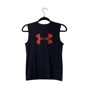 Under Armour Black Sleeveless Mens Shirt Red Logo Size M